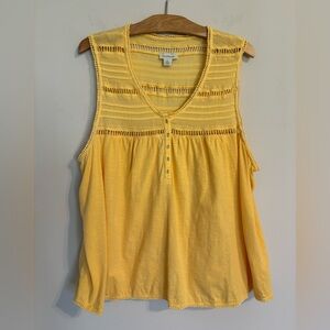 Sundance Manette LaceYellow Cotton Tank with pom-pom trim